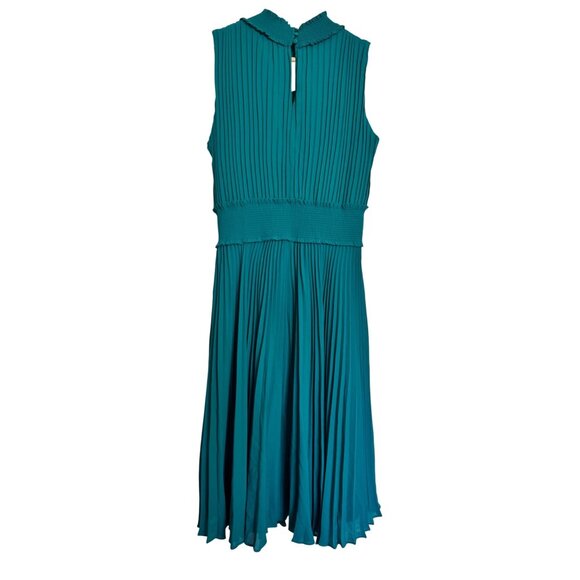 Nanette Lepore Size 10 Smocked High Neck Pleated Dress Deep Lake NWT $148 - Picture 5 of 13